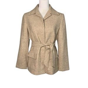 Les Copains Beige 42/Medium Hidden Button Wool Silk Blend Made in Italy Jacket